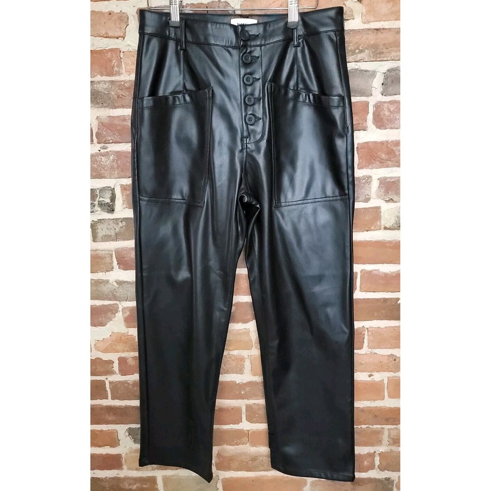 Pistola Pants Tammy High-Waist Vegan Leather Black Buttonup Fly Crop Revolve